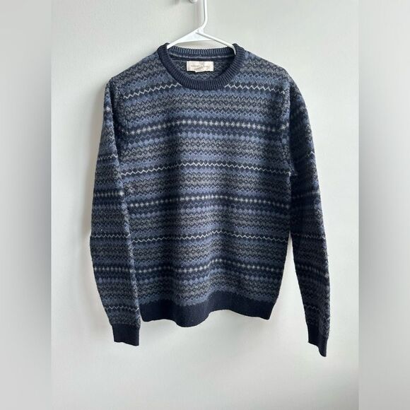 Frederik Anderson Copenhagen Lamb's Wool Striped Crew Neck Pullover Sz Large - Picture 1 of 6
